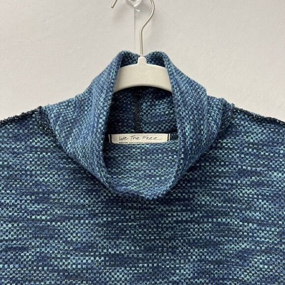We The Free Free People Sunny Days Blue Kimono Sleeve Mock Neck Sweater M - Picture 4 of 11